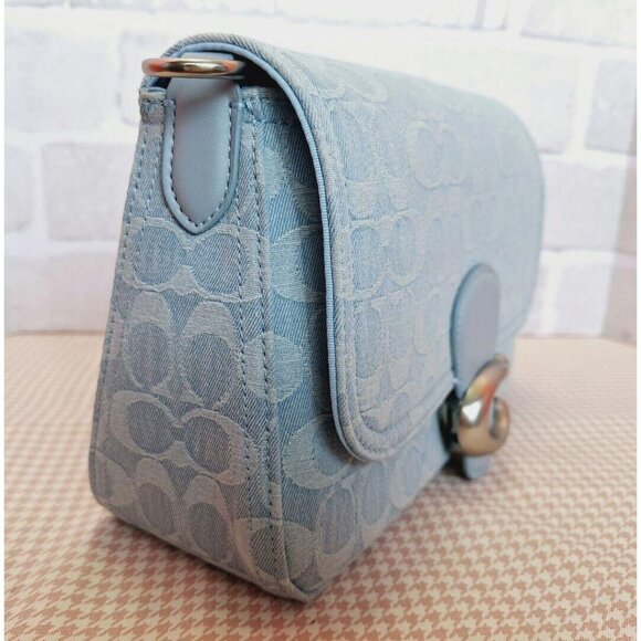 Coach CJ854 Soft Tabby Shoulder Bag Signature Denim Women's Handbag Blue Outlet - Picture 5 of 13